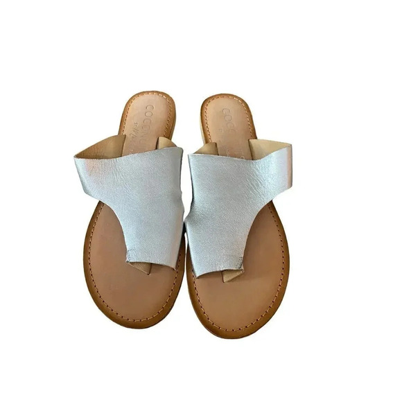 Coconuts By Matisse Women's Silver Whitney Leather Slip On Sandal Size 9 - Picture 1 of 4